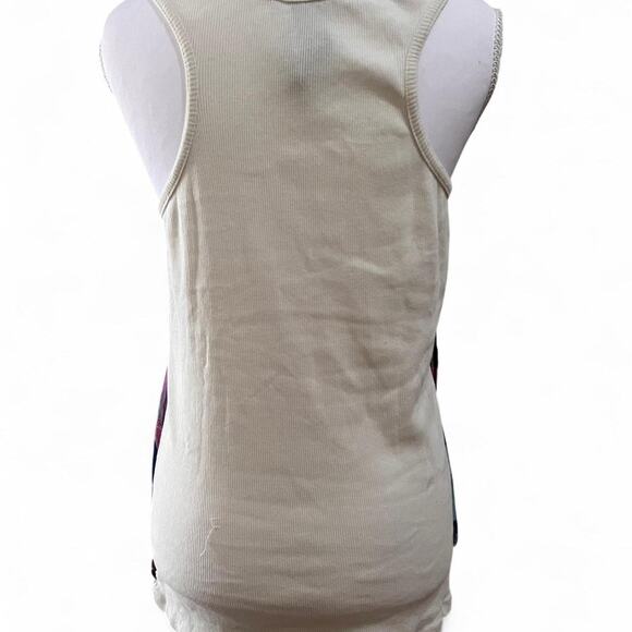 Custo Barcelona Women’s Floral Mixed Print Tank Top Boho Sheer Overlay Size M - Picture 5 of 6